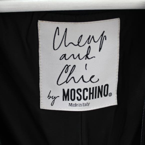 Vintage Moschino Cheap and Chic Black Virgin Wool-Blend Zip Jacket - Picture 9 of 13